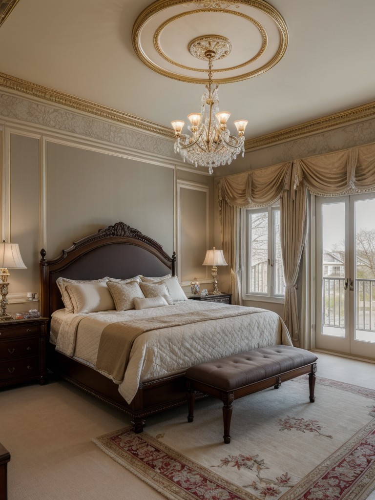 Elegant Traditional Bedroom Decor: Add a Crystal Chandelier for Opulent Ambiance