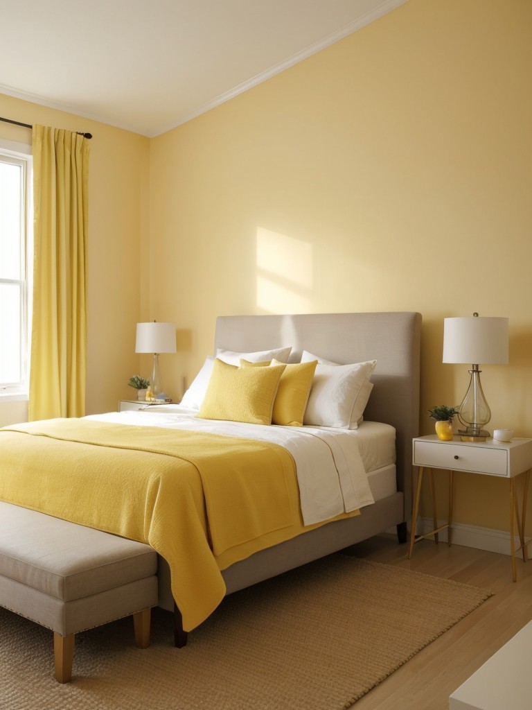 Sunny vibes: Elevate your apartment with yellow bedroom ideas.