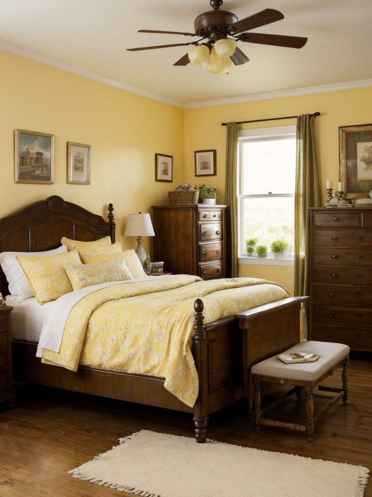 Vintage charm: Yellow bedroom ideas for a cozy apartment