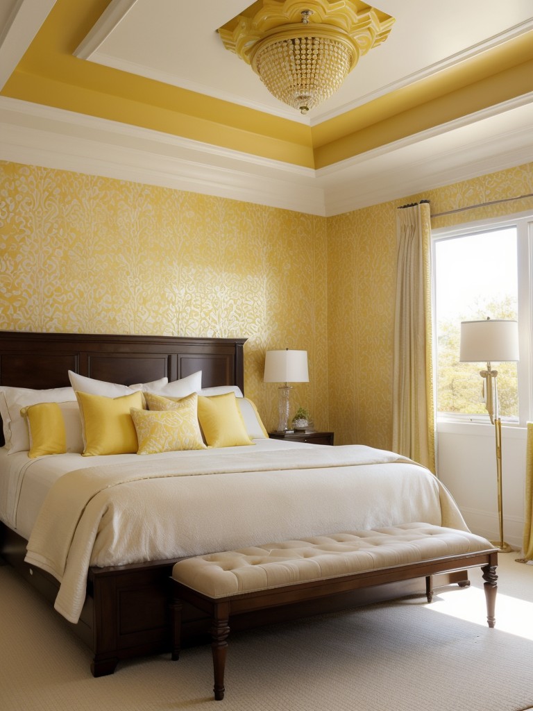 Sunshine vibes: Elevate your apartment with a luxe statement ceiling in the bedroom.