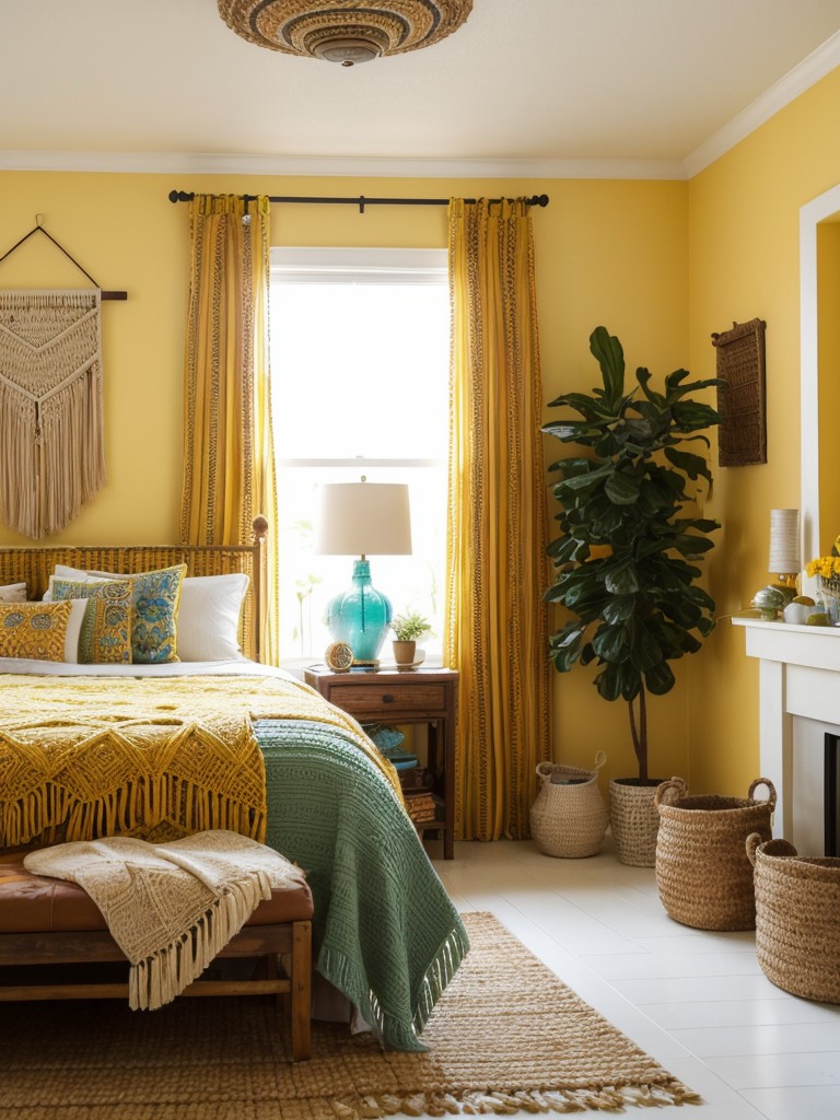 Sunshine-infused boho bedroom: Decor inspo for a vibrant apartment.