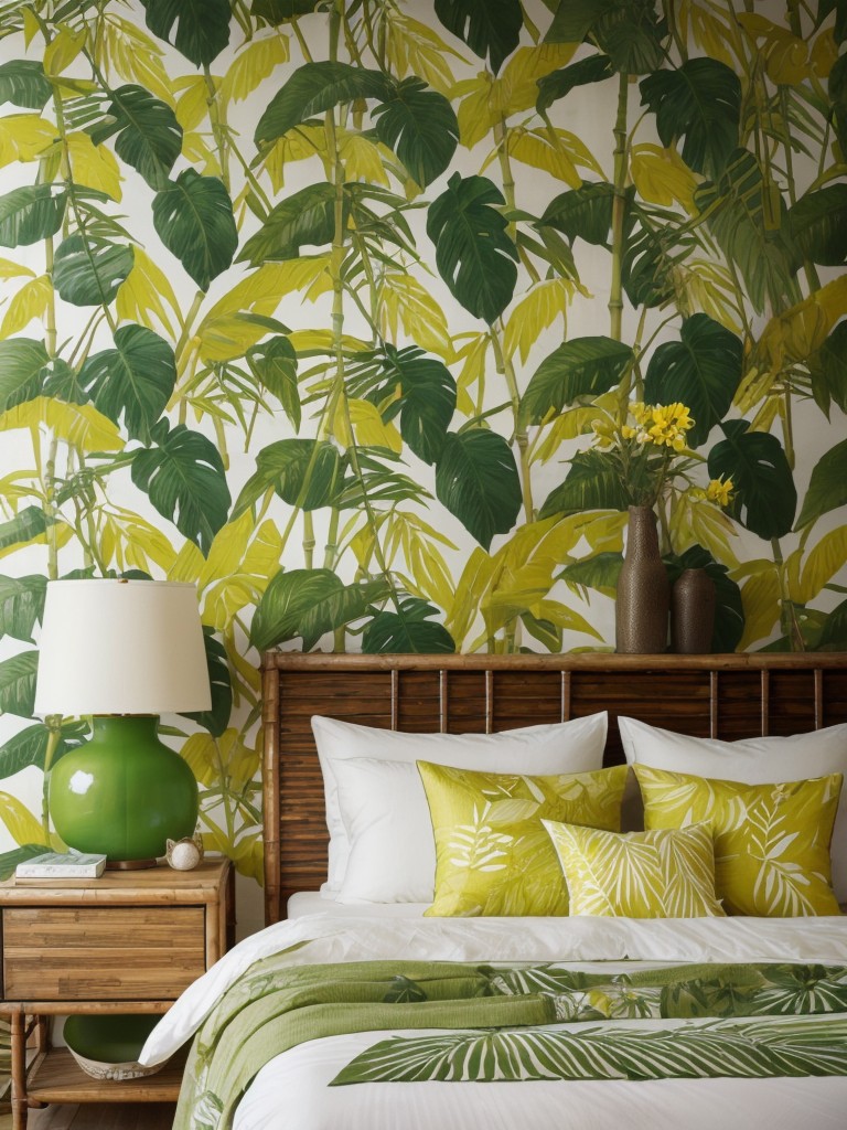 Tropical Bedroom Oasis: Brighten Your Space with Yellow Decor