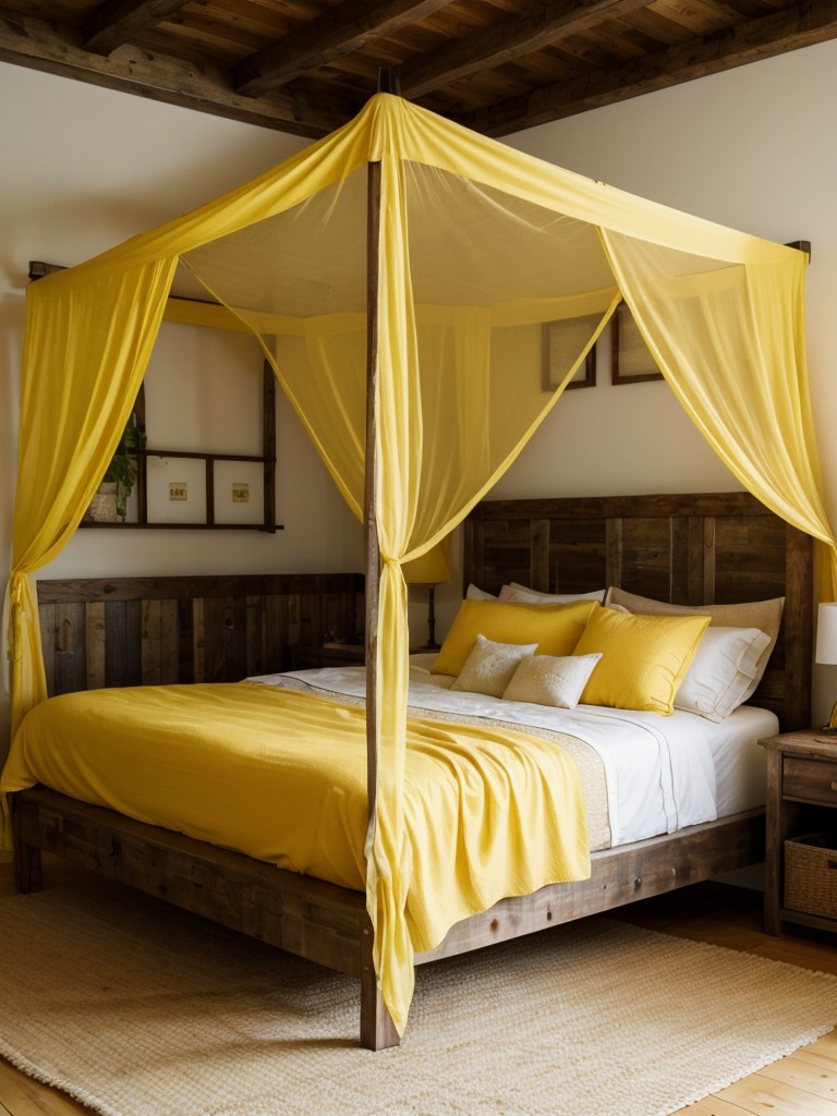 Sunshine vibes: Elevate your apartment with a yellow-themed bedroom!