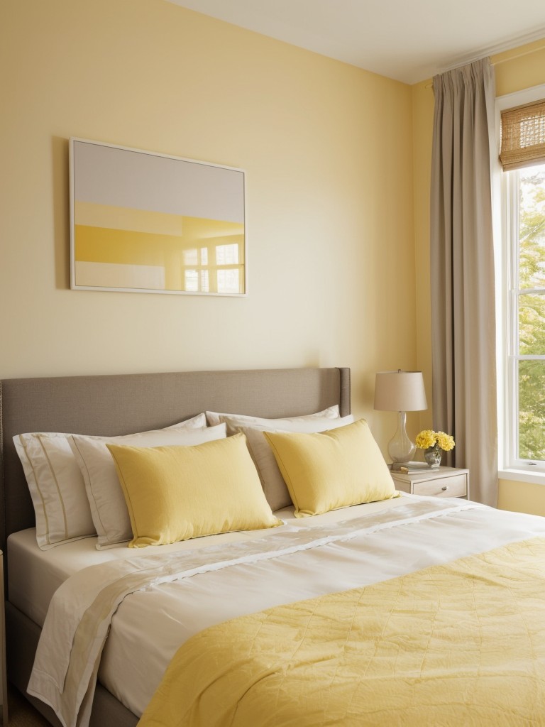 Serene yellow bedroom decor: Bring summer vibes to your apartment with soft hues and muted neutrals.