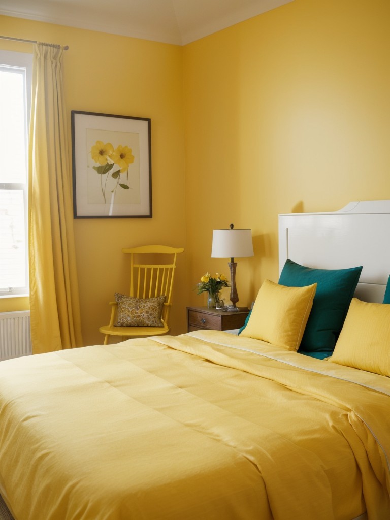 Yellow-themed bedroom ideas: Embrace shades of mustard and lemon for a vibrant summer apartment!