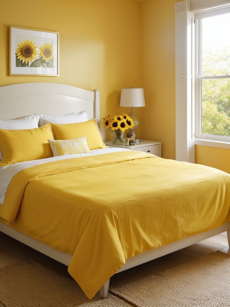 Sunflower chic: Yellow-themed bedroom ideas