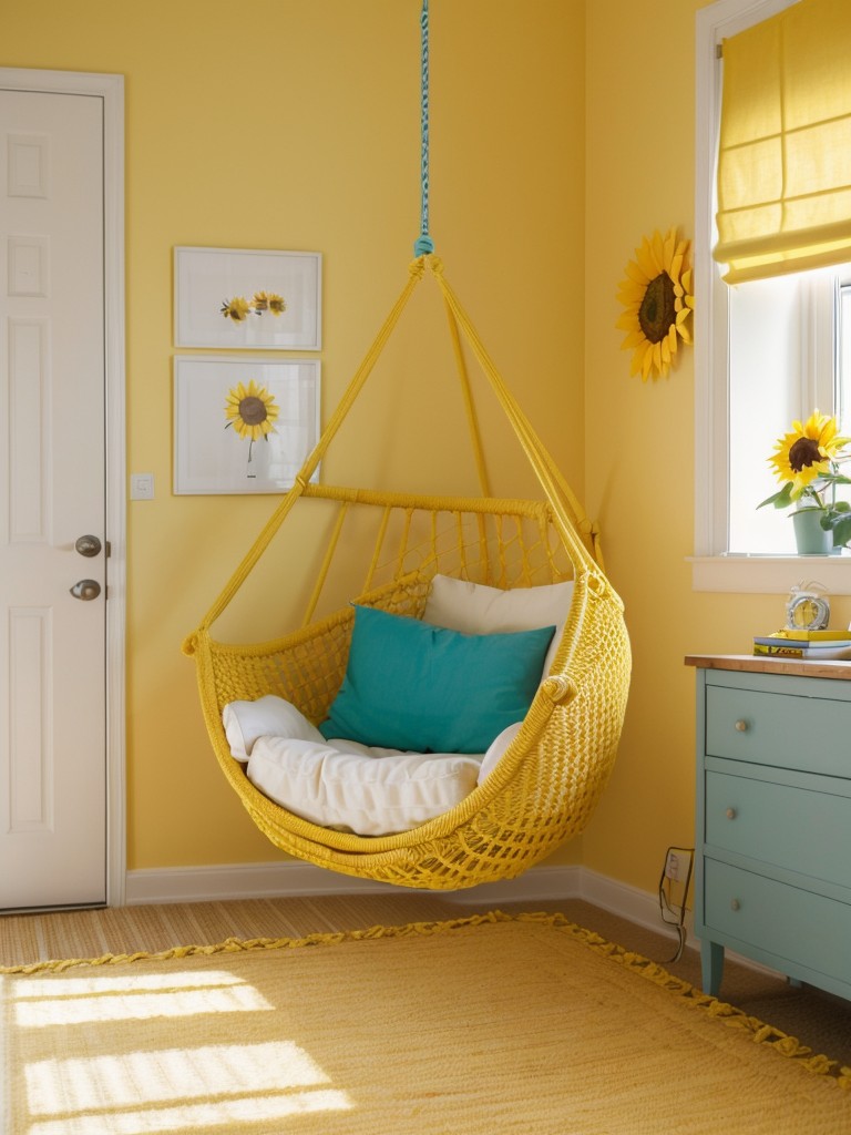 Vibrant apartment vibes: Sunflower chic for a youthful bedroom makeover!