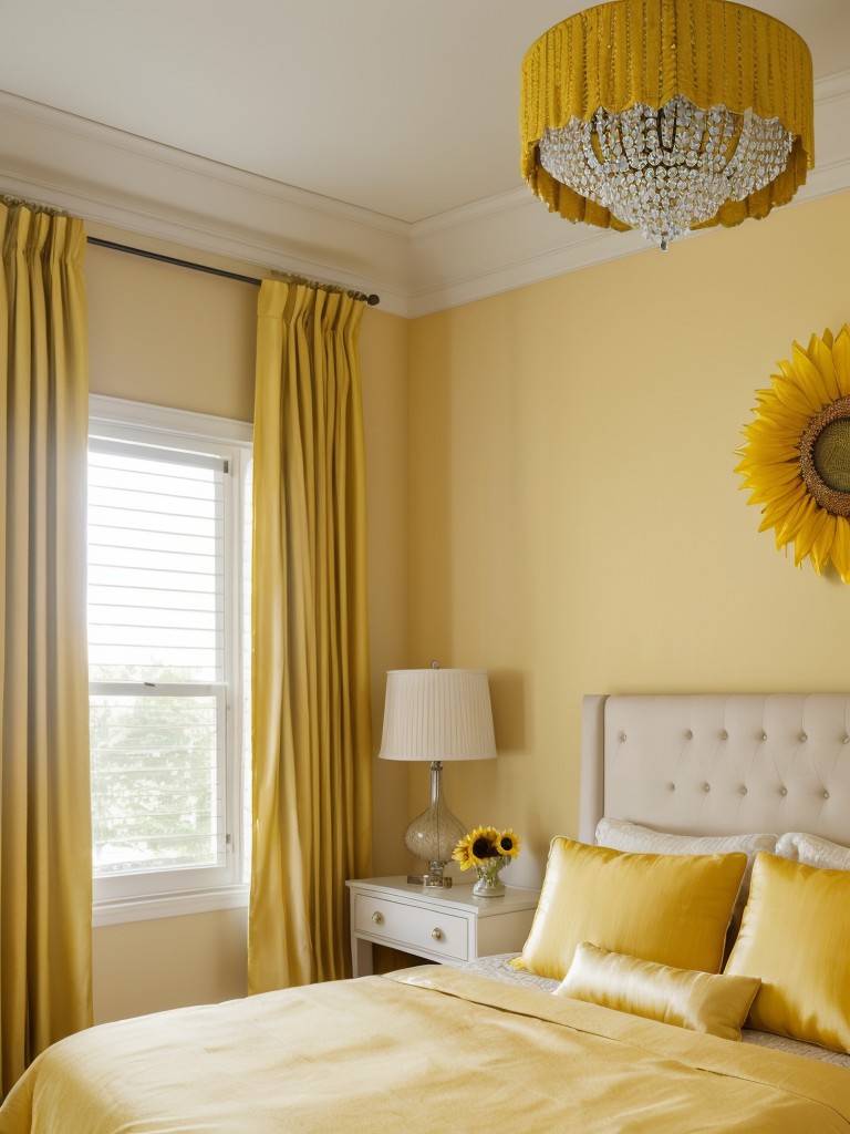 Sunflower vibes: Stylish yellow bedroom decor ideas.