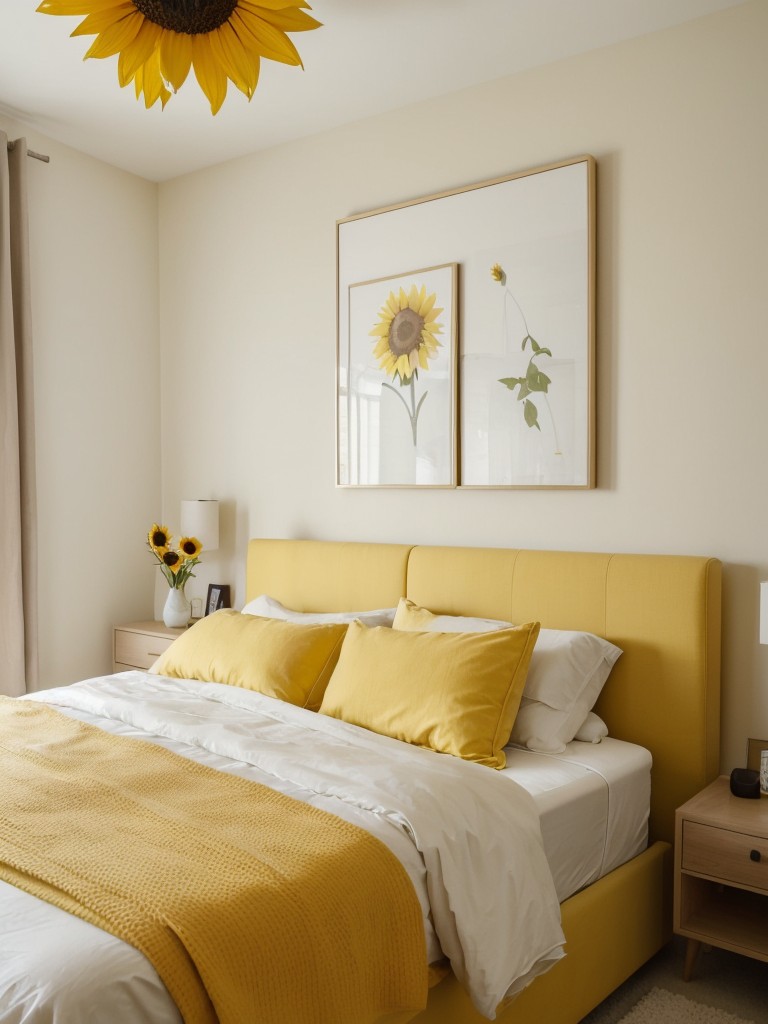 Sunny vibes: Stylish yellow bedroom for a vibrant space.