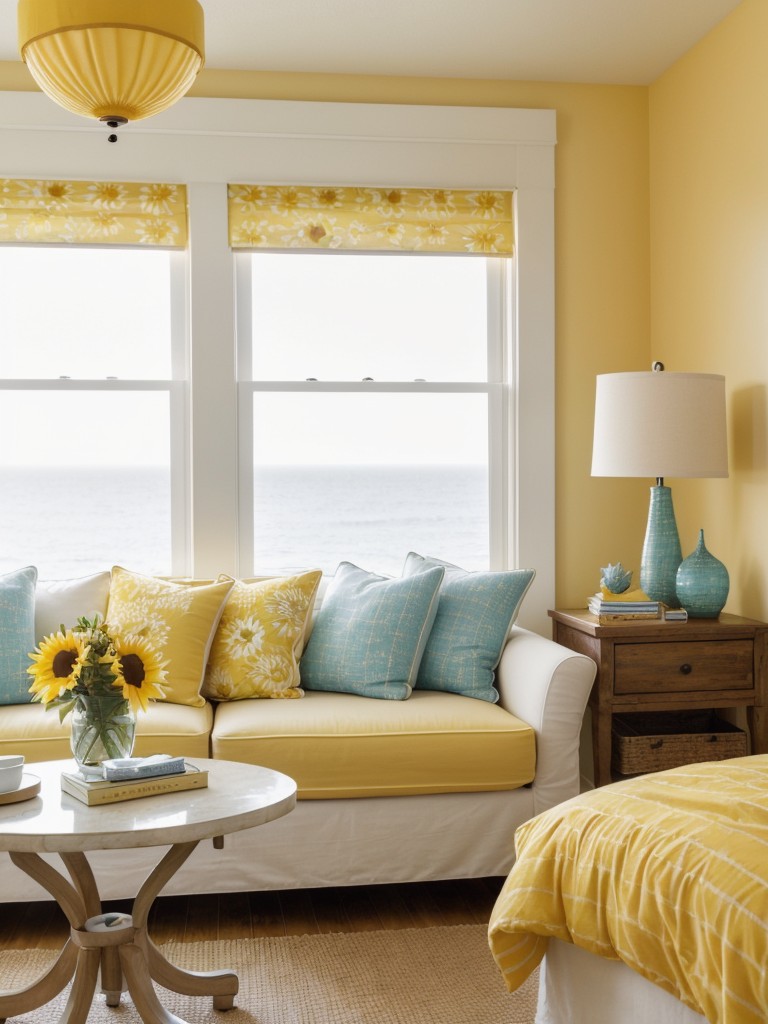 Coastal vibes: Brighten up your bedroom with sunflower decor.