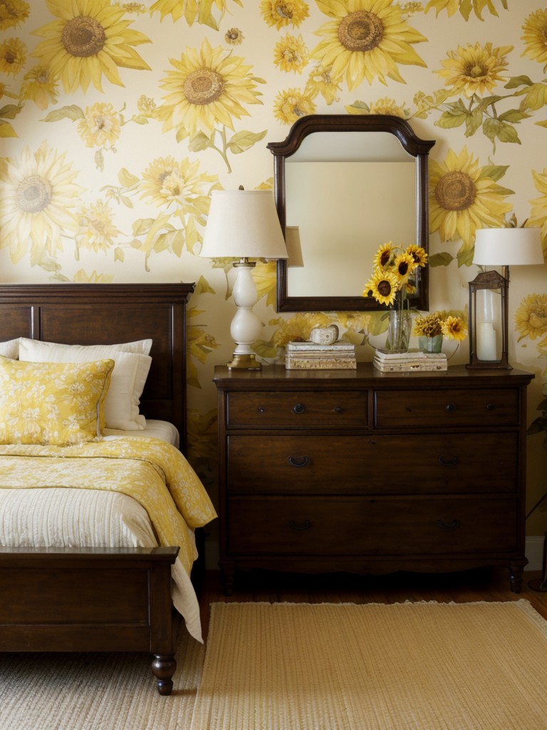 Vintage charm: Sunflower-inspired apartment decor for a vibrant living space.