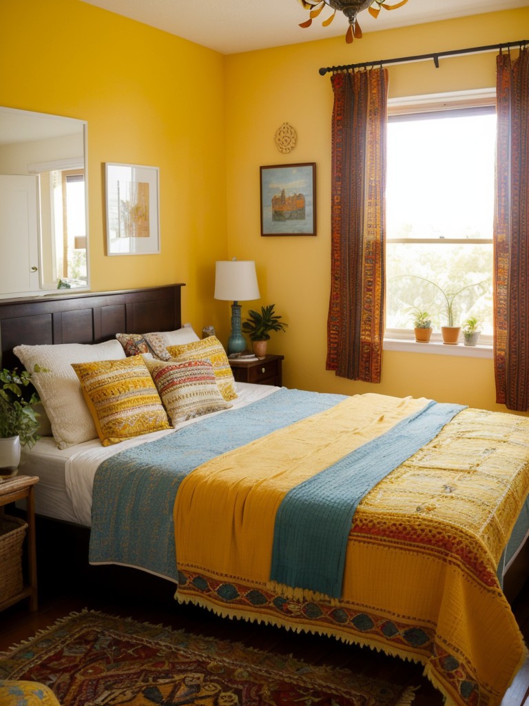 Turn your apartment into a cozy boho haven with these yellow bedroom decor ideas!