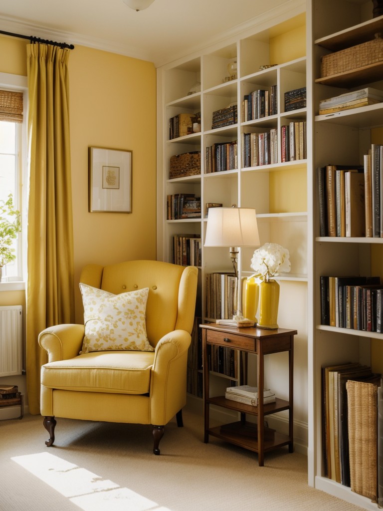 Cozy Apartment Inspo: Create a Yellow Bedroom Oasis with a Reading Nook! ??