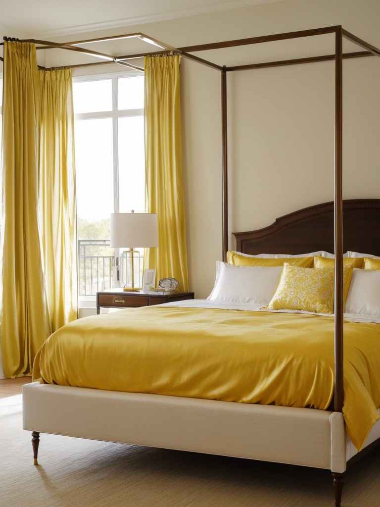 Elegant Bedroom Vibes: Yellow Decor and Luxe Bedding