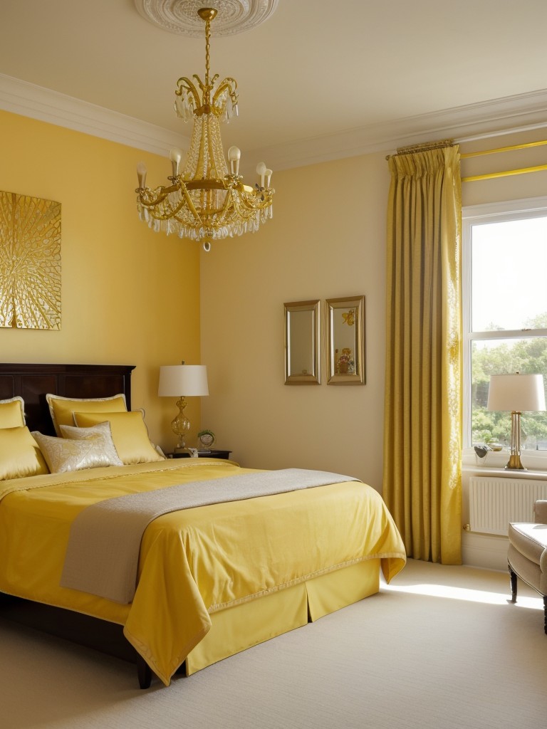 Golden accents for a chic apartment: Elevate your space with luxurious yellow-themed decor.