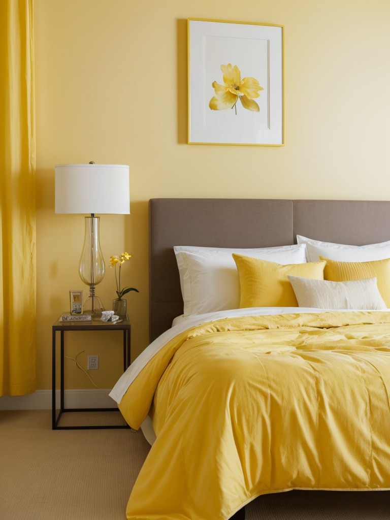 Sunshine vibes: Transform your apartment with a yellow-themed bedroom!