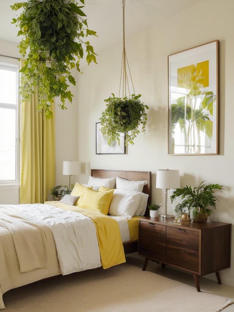 Sun-inspired sanctuary: Brighten up your bedroom with yellow decor and urban jungle vibes!