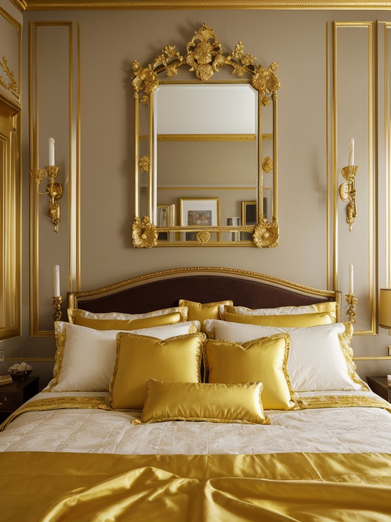 Golden Glam: Elevate your bedroom with luxurious yellow accents!