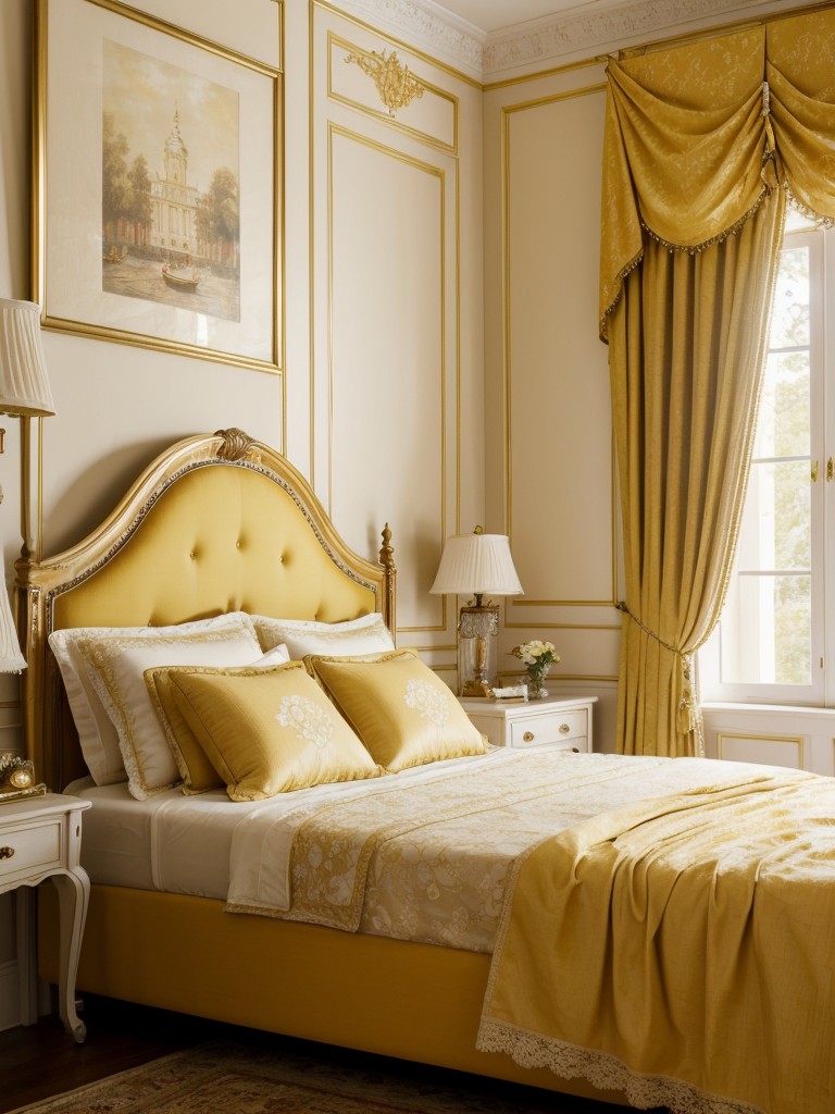 Vintage-inspired yellow bedroom decor for an elegant apartment