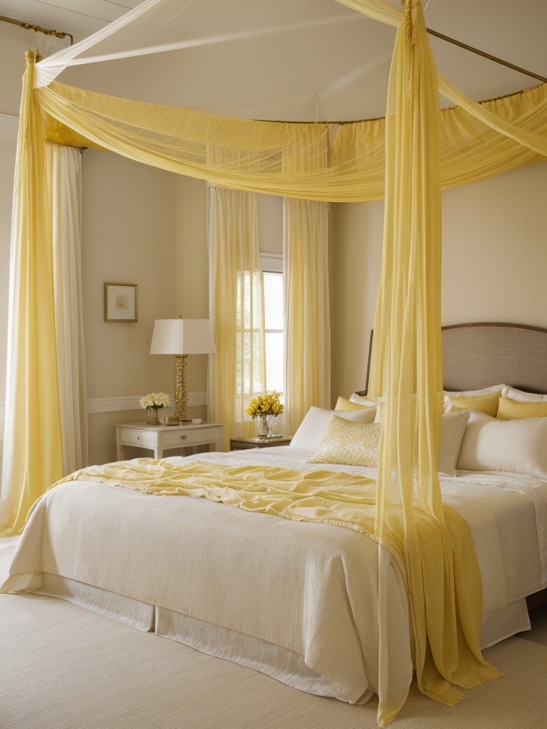 Golden Dreams: Elegant Yellow Bedroom Decor for a Relaxing Sanctuary.