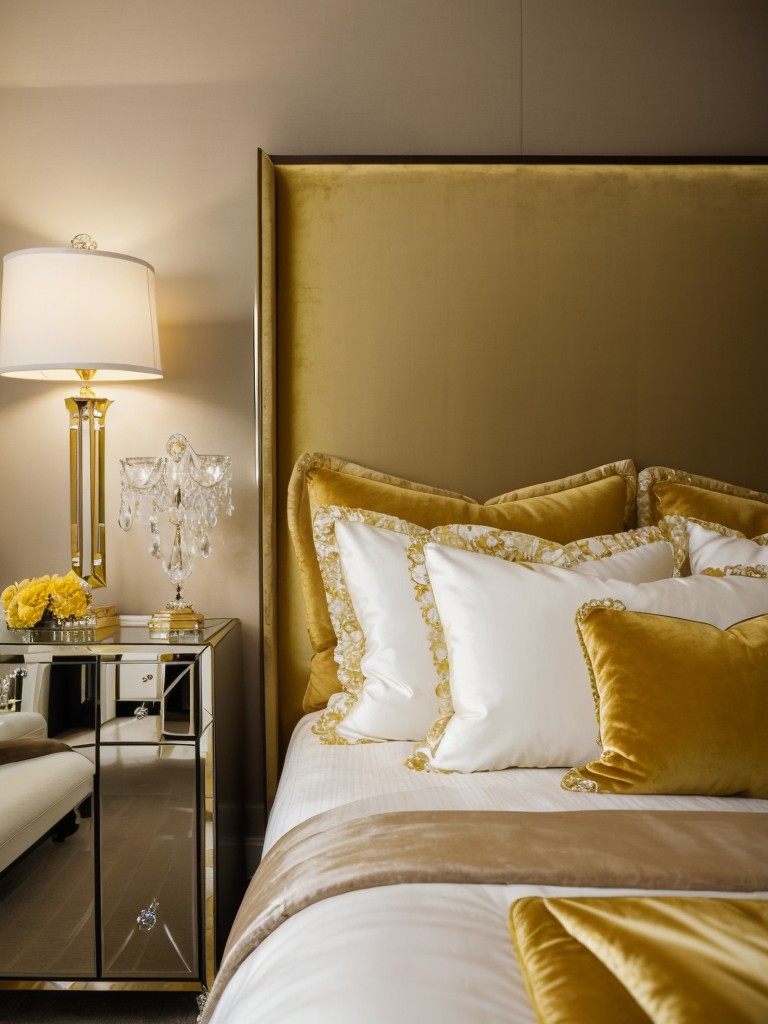 Golden Dreamscape: Upgrade your bedroom into a cozy haven with a touch of glam.