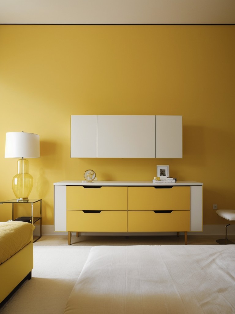 Minimalist tranquility: Yellow accents for stylish apartment living