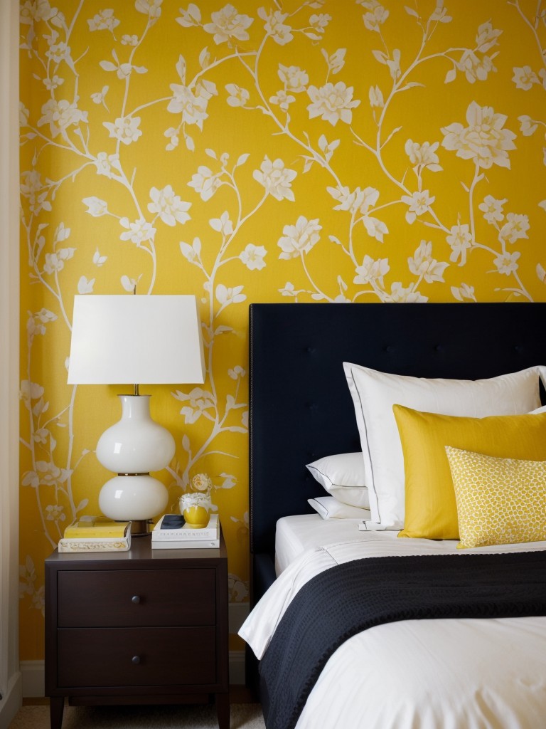 Colorful bedroom decor: Yellow accents for a vibrant apartment!