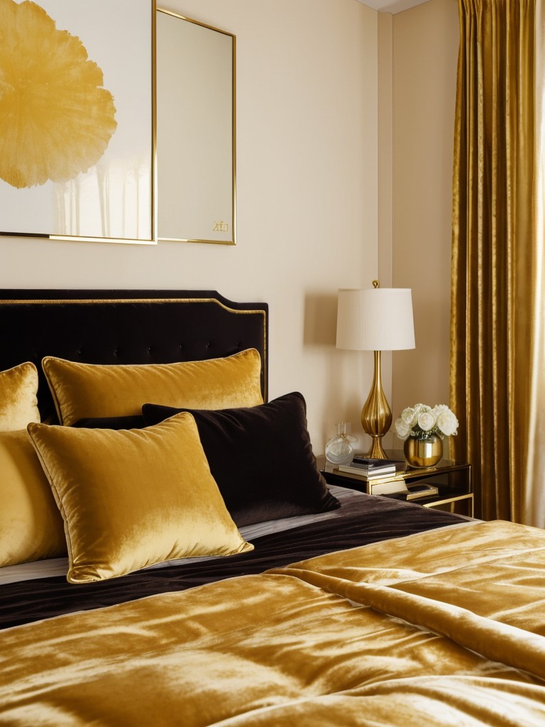 Golden hour vibes: Luxe velvet accents for your bedroom.