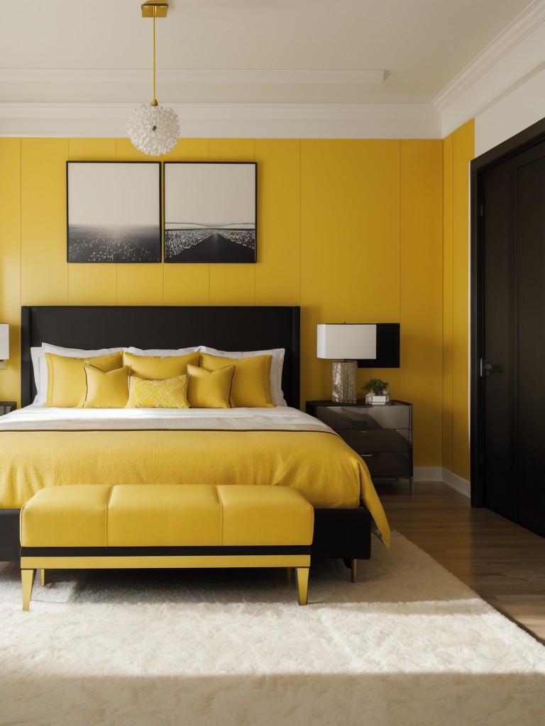 Sunny vibes: Yellow-themed apartment decor for a modern and chic space. ?