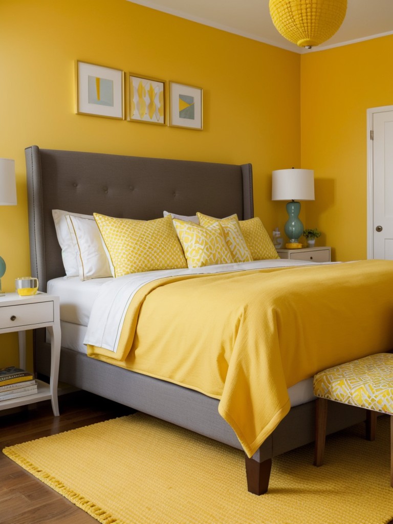 Vibrant apartment vibes: Trendy yellow bedroom decor ideas!