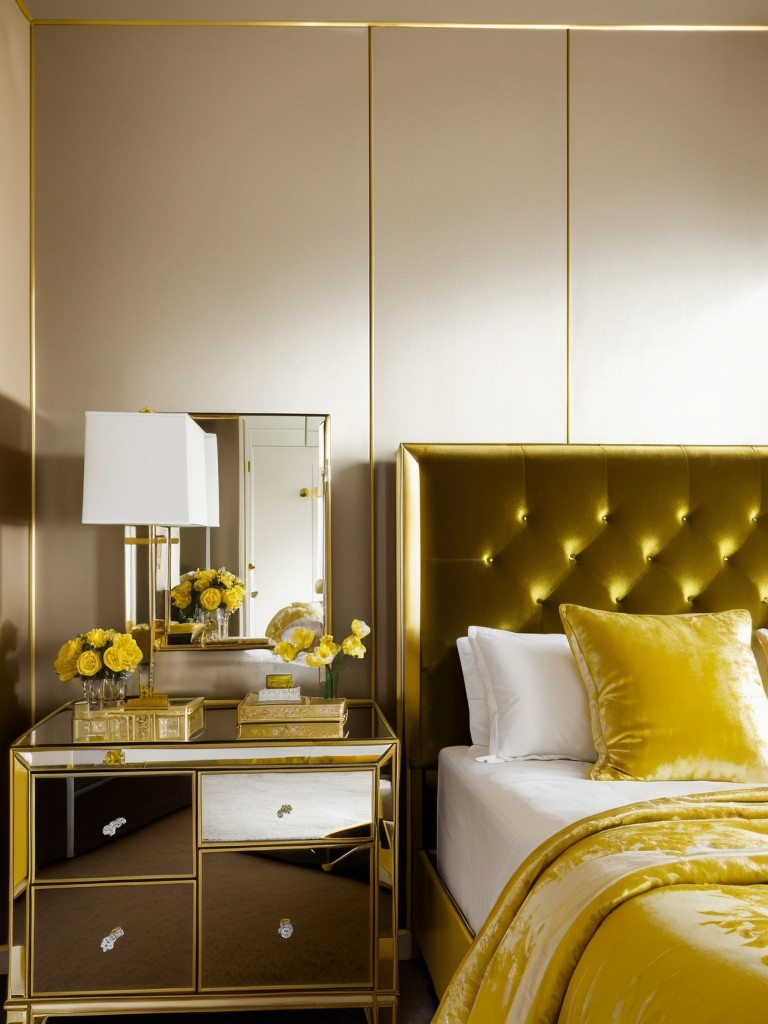 Glam up your bedroom with metallic accents and luxe fabrics.