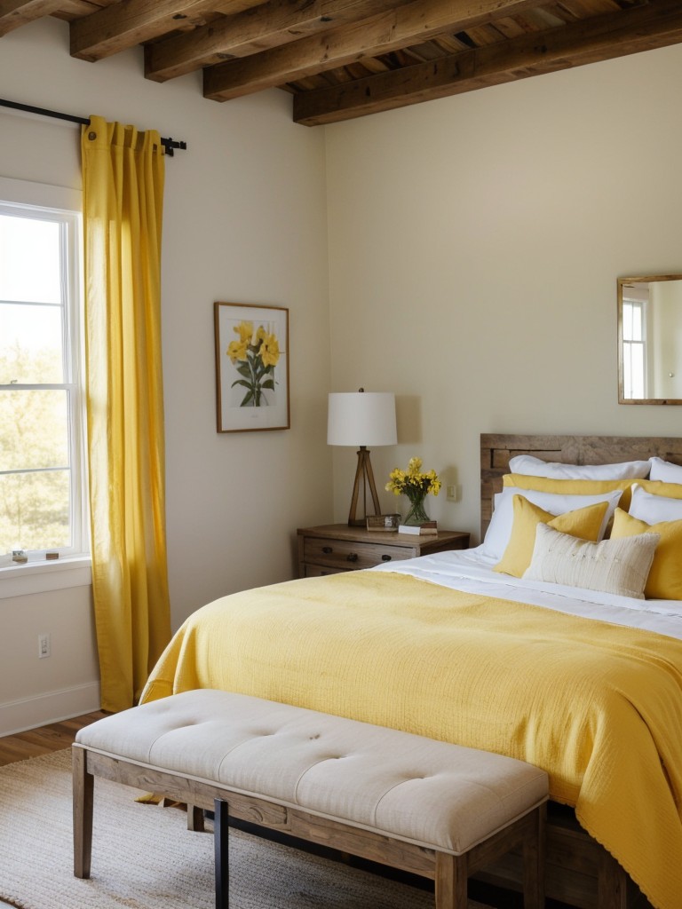 Rustic meets contemporary: Transform your bedroom with sunny yellow decor!