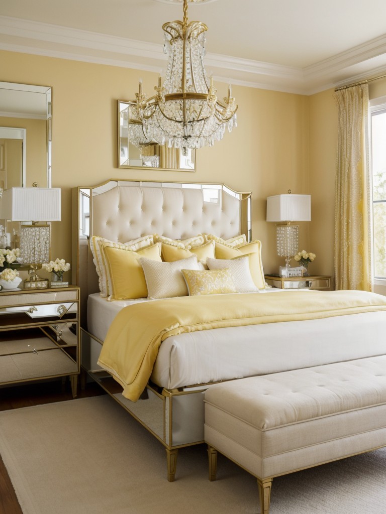 Sunshine vibes: Yellow bedroom decor inspo for a stylish apartment.