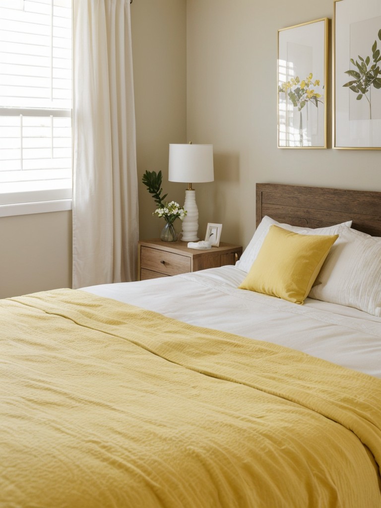 Zen-inspired yellow bedroom decor: Create a serene and spa-like apartment oasis!