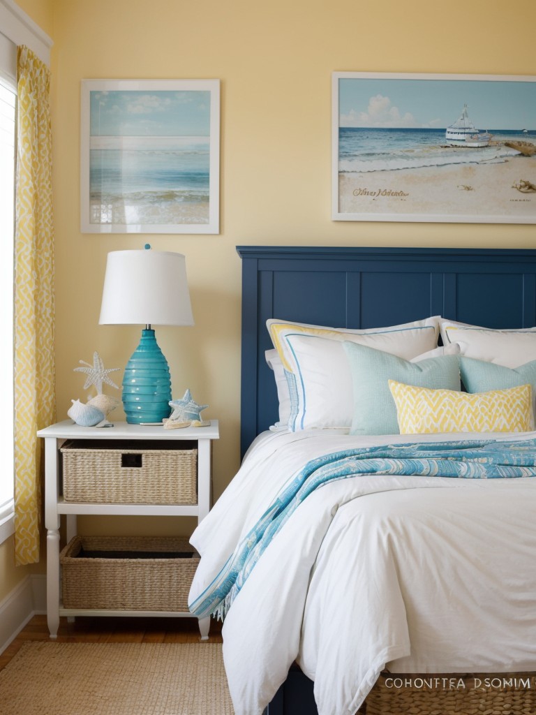 Beachy vibes: Refresh your bedroom with yellow decor and coastal elements.