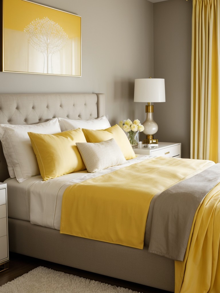 Chic apartment upgrade: Add yellow accents for a vibrant bedroom.