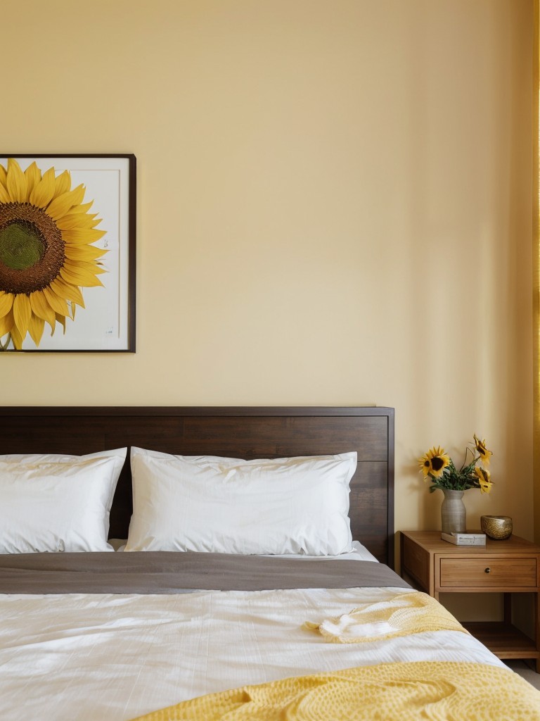 Zen vibes: Stylish yellow bedroom decor for a modern apartment