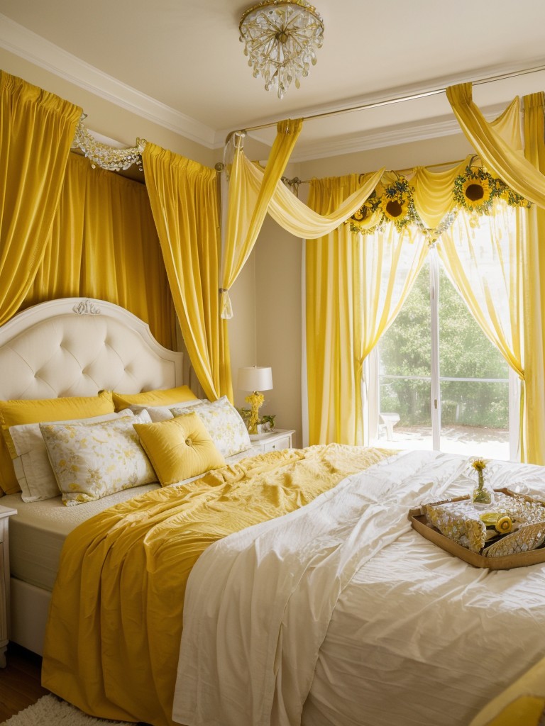 Whimsical yellow bedroom: Modern meets sunflowers for a trendy space!