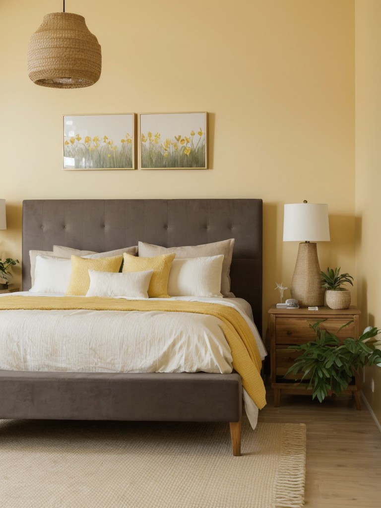 Cozy apartment vibes: Elevate your bedroom with plush yellow decor.