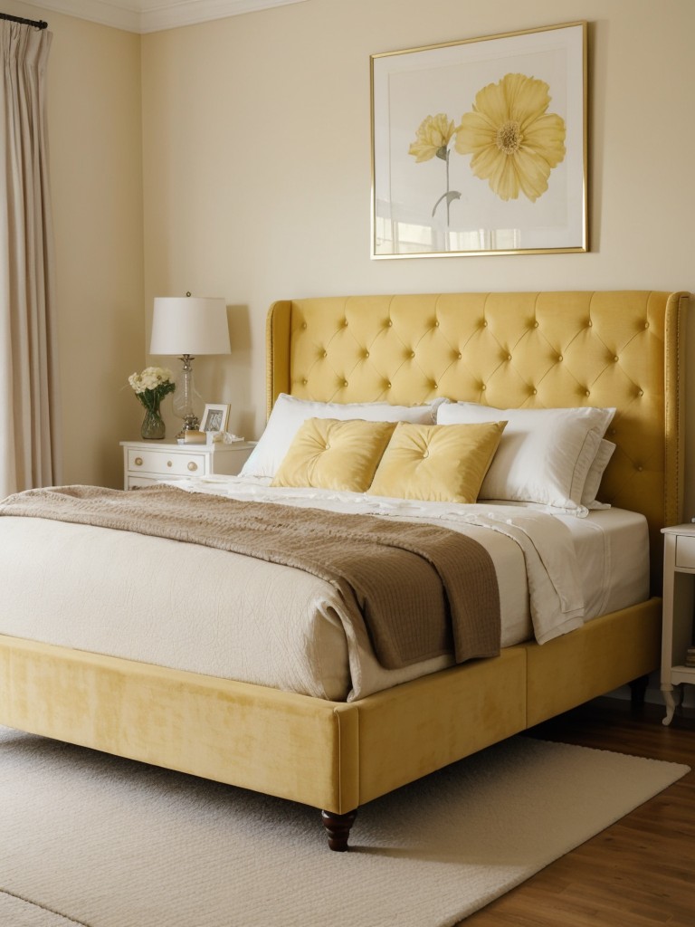 Yellow dreamland: Style your apartment with plush and elegant bedroom decor!