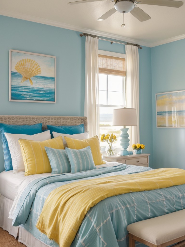 Beach vibes: Create a soothing coastal apartment with shades of blue and seashell decor