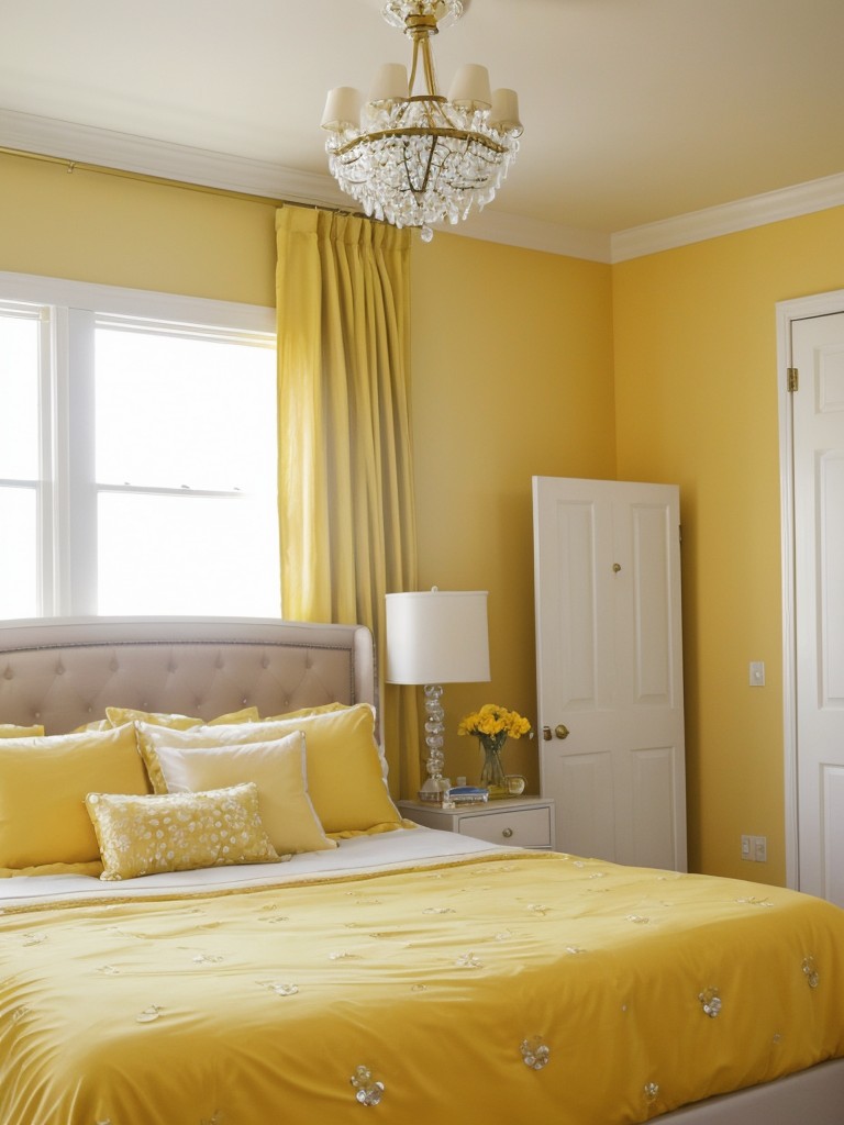 Sunny vibes: Brighten up your apartment with a yellow-themed bedroom.