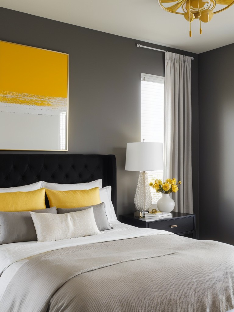 Brighten up your apartment with a sunny yellow bedroom.