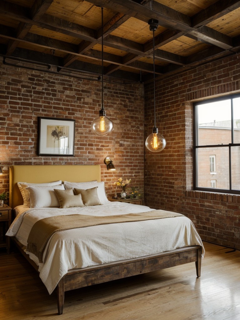 Rustic charm: Transform your apartment with exposed brick walls and reclaimed wood furniture!