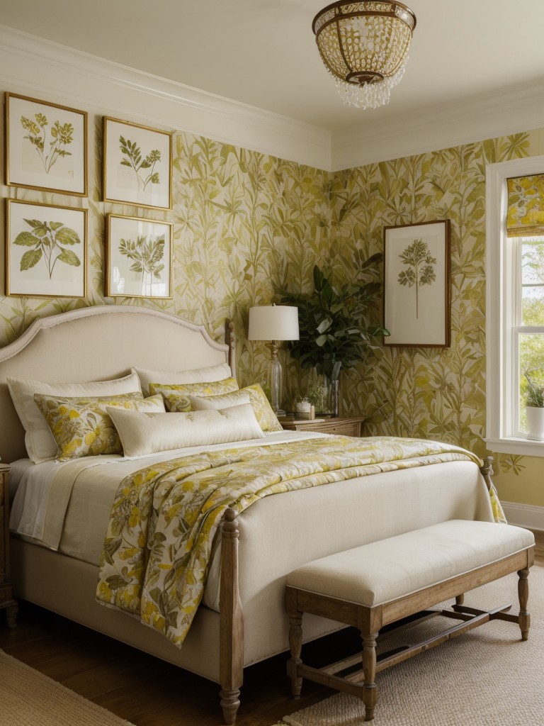 Botanical Bliss: Elevate your apartment with a timeless touch of yellow bedroom decor