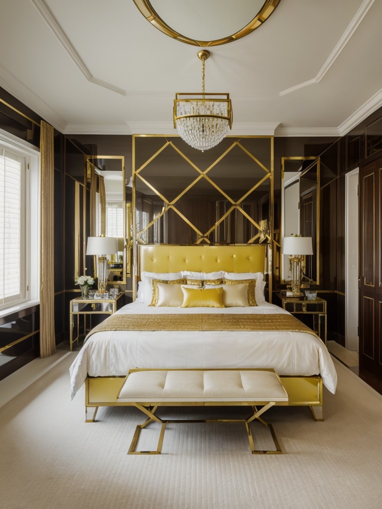 Elegant Yellow Bedroom Decor: Embrace Art Deco Glam in your Apartment!