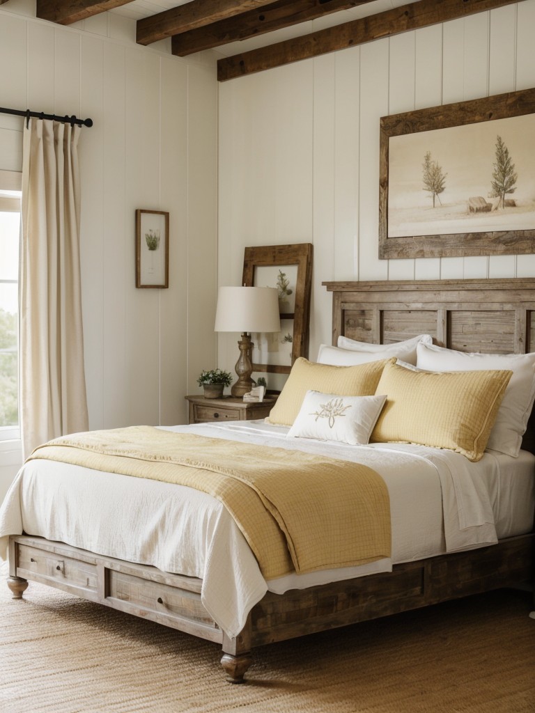 Classic meets modern: Elevate your apartment with a farmhouse-inspired bedroom.