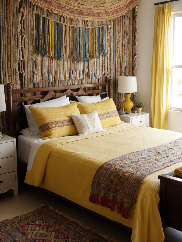 Boho bliss: Transform your apartment with yellow bedroom decor!