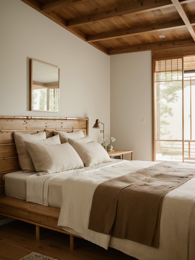 Zen-Inspired Bedroom: Serene Serenity in Natural & Minimalist Style.