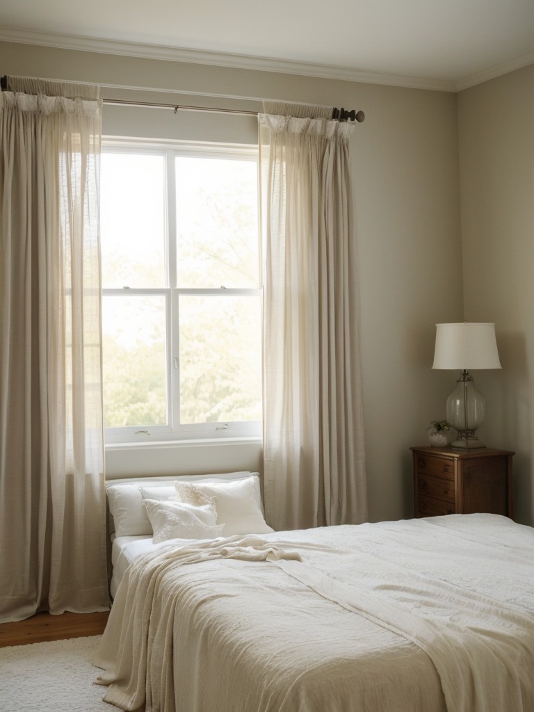 Dreamy Vintage Bedroom: Embrace Tradition with Sheer Curtain Elegance!